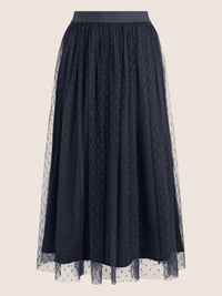 APART Tüllrock mit Tupfen und Futter | nachtblau