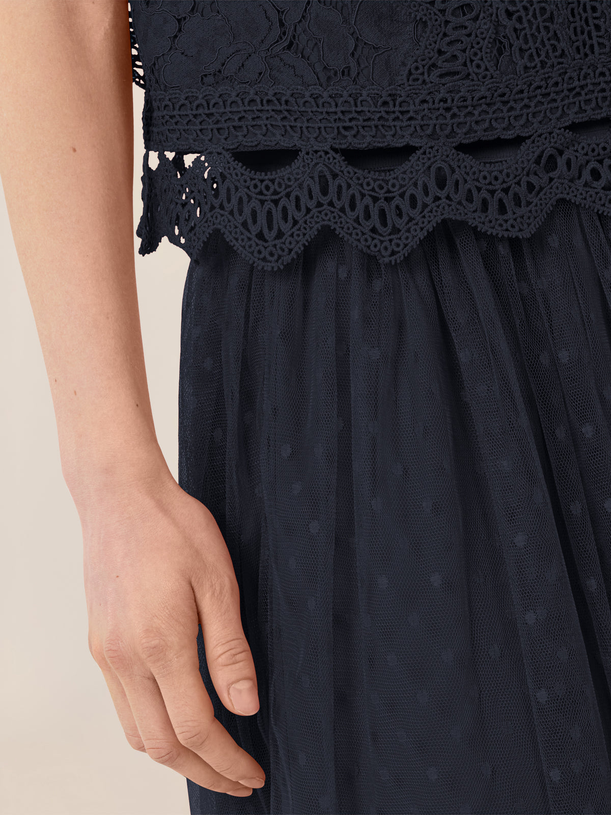 APART Tüllrock mit Tupfen und Futter | nachtblau