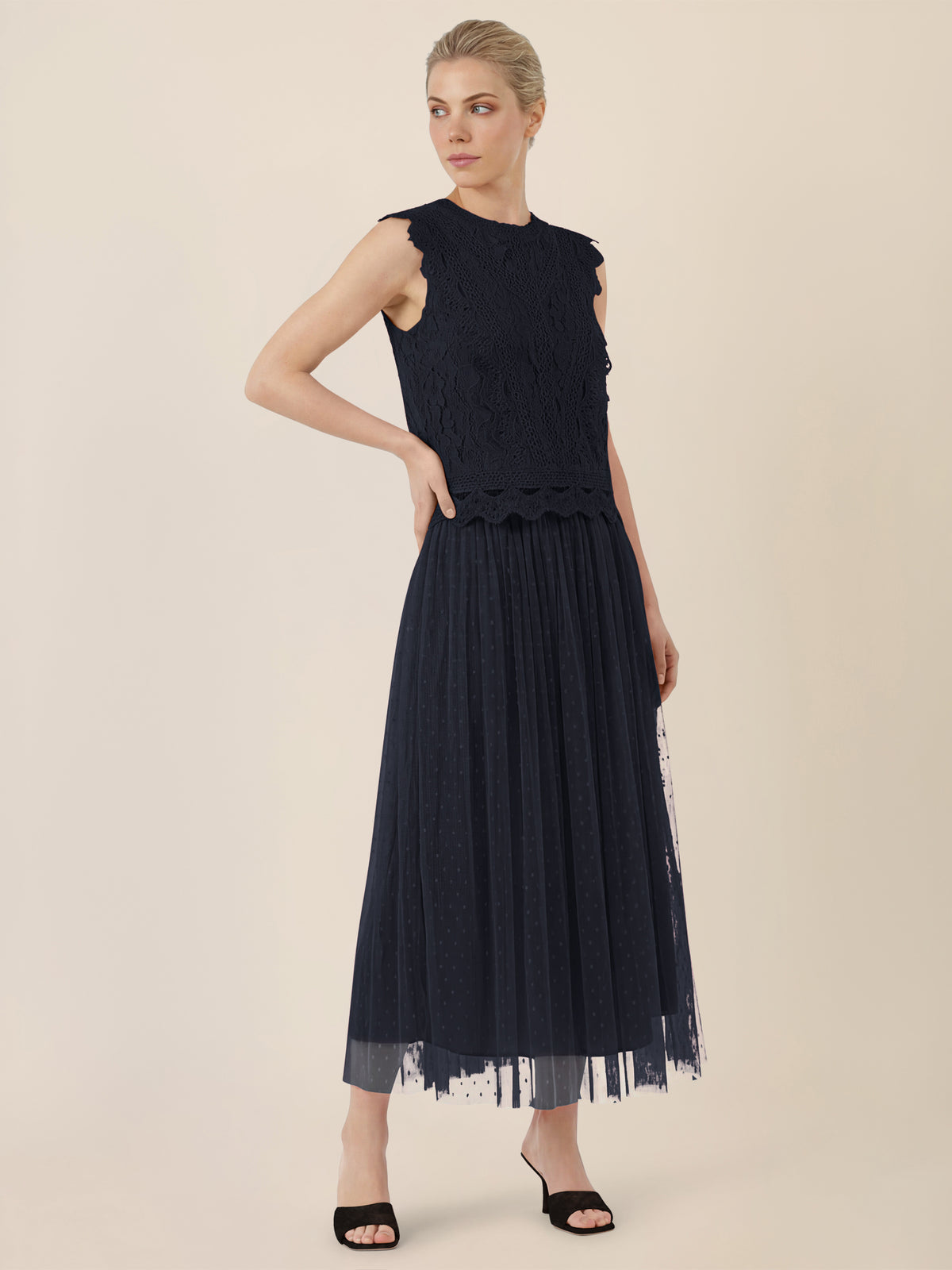 APART Tüllrock mit Tupfen und Futter | nachtblau