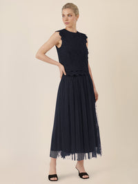 APART Tüllrock mit Tupfen und Futter | nachtblau