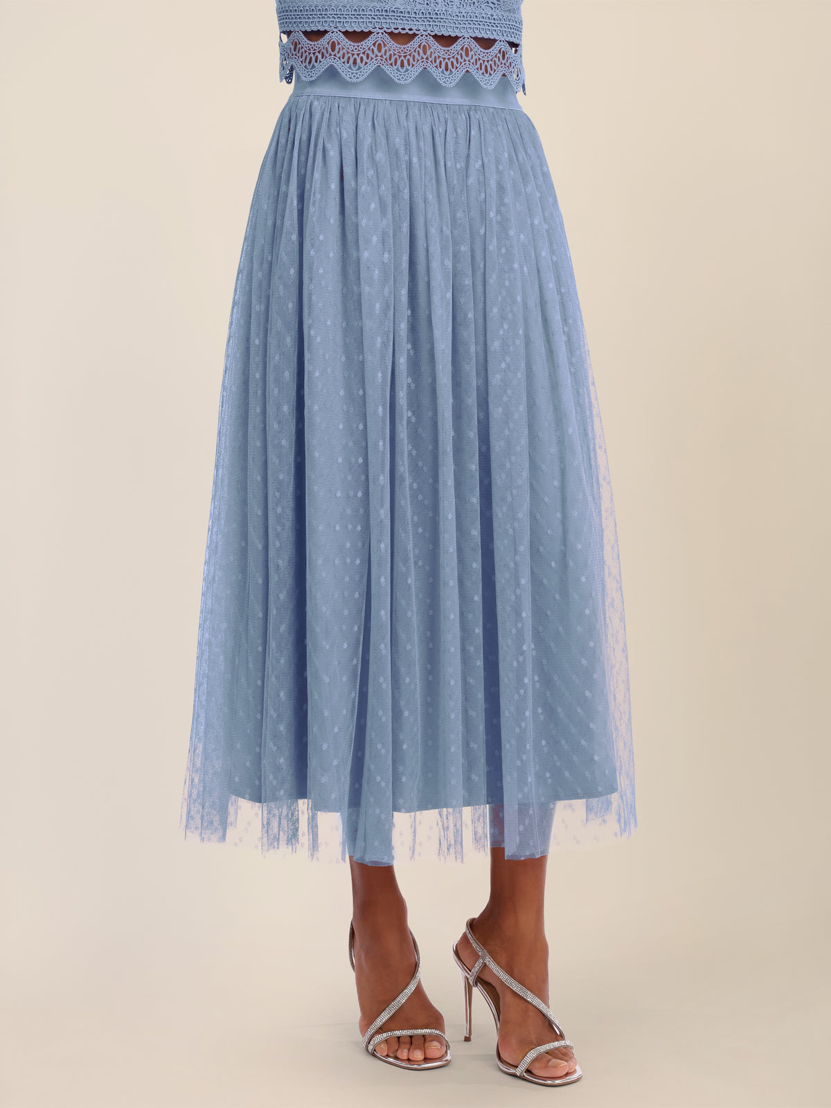 APART Tüllrock mit Tupfen und Futter | rauchblau