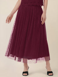 APART Tüllrock mit Tupfen und Futter | weinrot