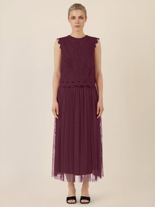 APART Tüllrock mit Tupfen und Futter | weinrot image 1