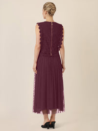 APART Tüllrock mit Tupfen und Futter | weinrot