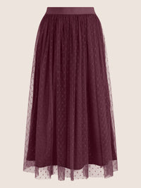 APART Tüllrock mit Tupfen und Futter | weinrot