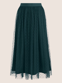 APART Tüllrock mit Tupfen und Futter | emerald