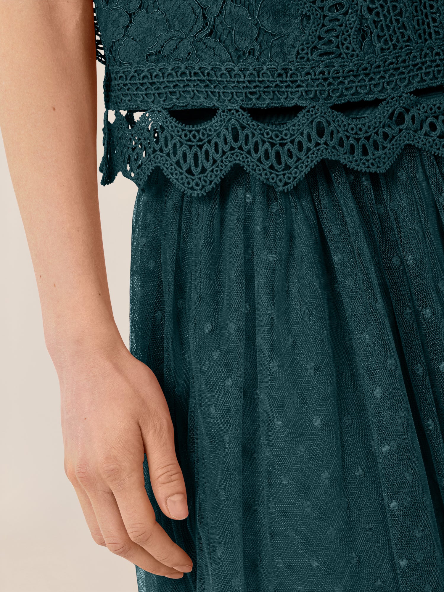 APART Tüllrock mit Tupfen und Futter | emerald