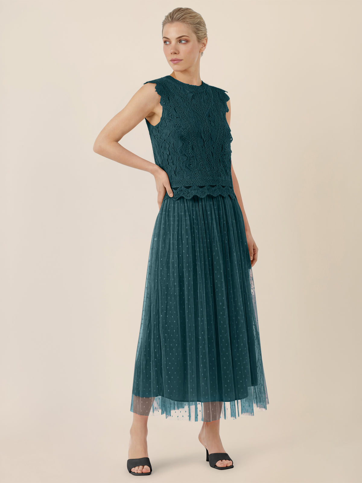 APART Tüllrock mit Tupfen und Futter | emerald