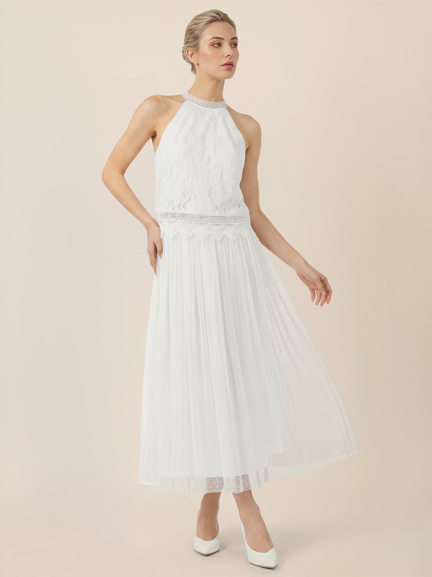 APART Tüllrock mit Tupfen und Futter | creme