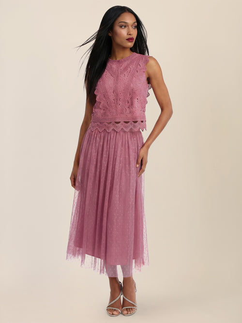 APART Tüllrock mit Tupfen und Futter | rosé image 1