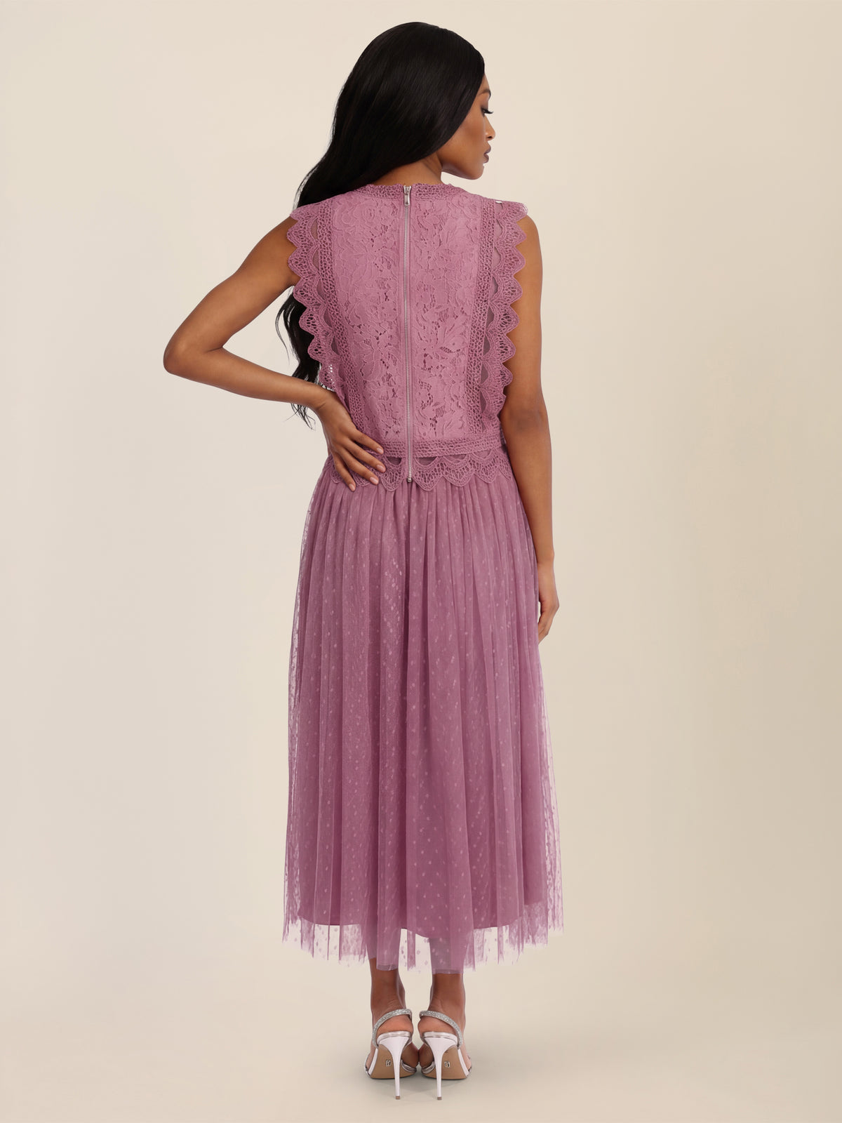 APART Tüllrock mit Tupfen und Futter | rosé