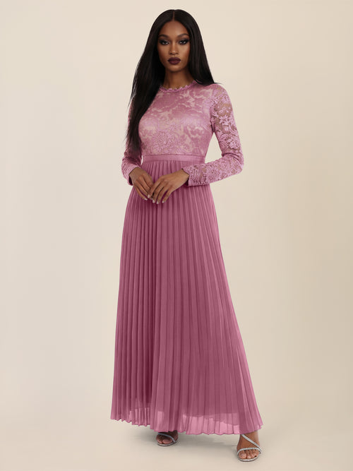 APART Elegantes Spitzenkleid mit Plissee-Rock | rosé-nude image 1