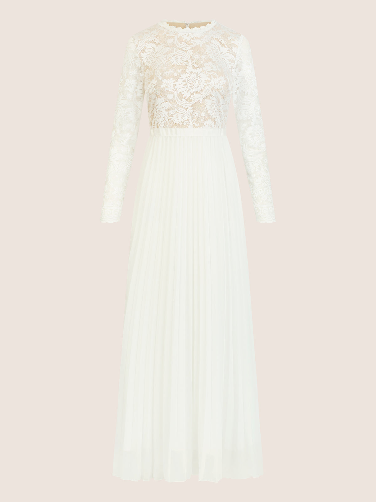 APART Elegantes Spitzenkleid mit Plissee-Rock | creme-nude