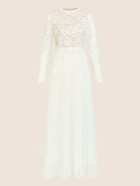 APART Elegantes Spitzenkleid mit Plissee-Rock | creme-nude