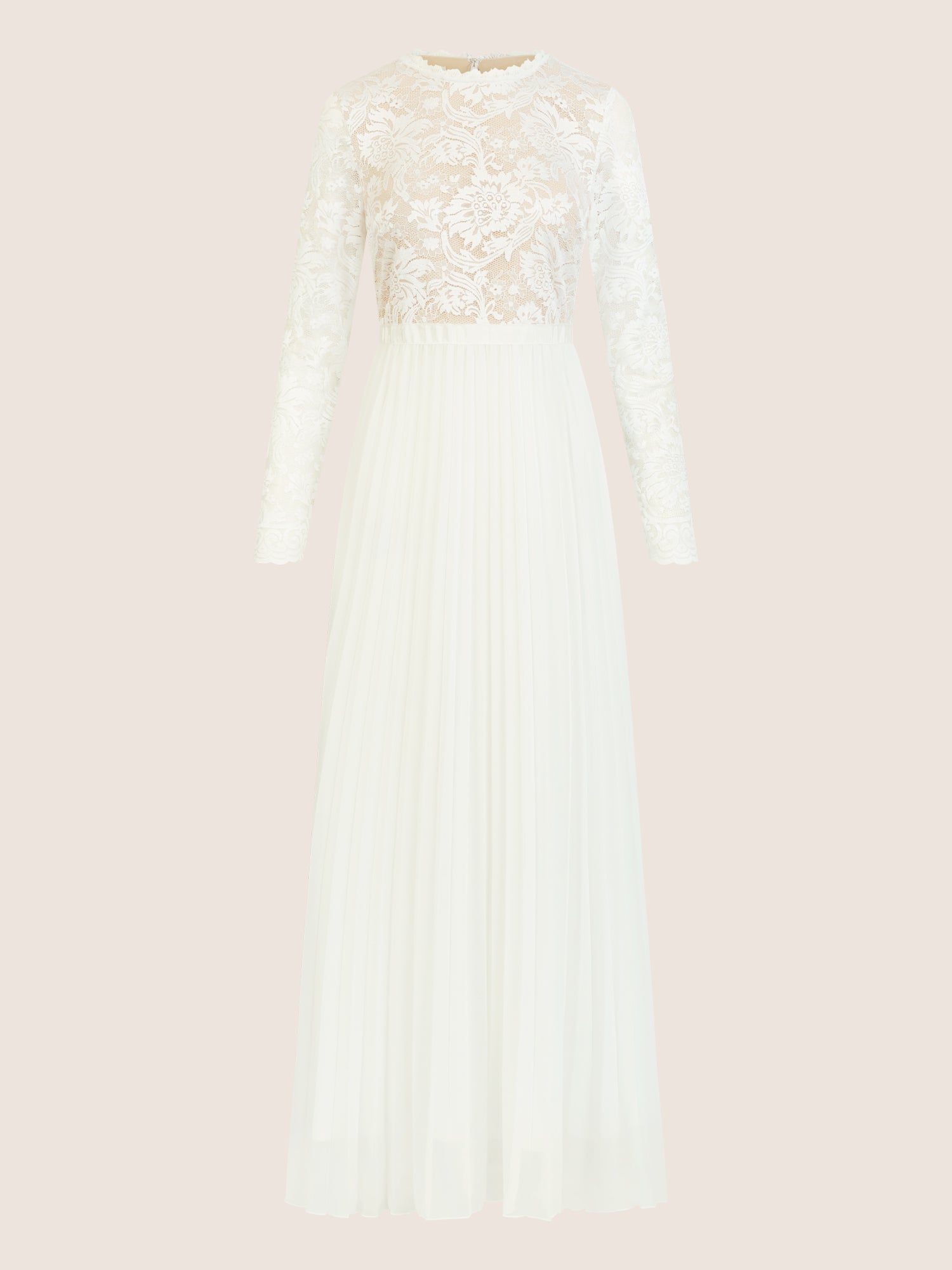 APART Elegantes Spitzenkleid mit Plissee-Rock | creme-nude