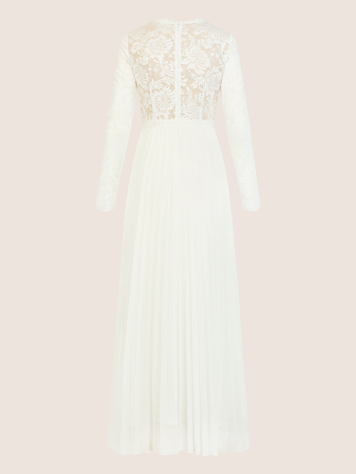 APART Elegantes Spitzenkleid mit Plissee-Rock | creme-nude