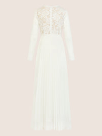 APART Elegantes Spitzenkleid mit Plissee-Rock | creme-nude