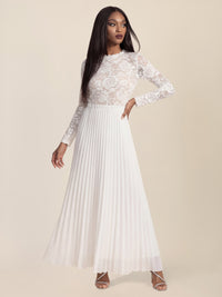 APART Elegantes Spitzenkleid mit Plissee-Rock | creme-nude