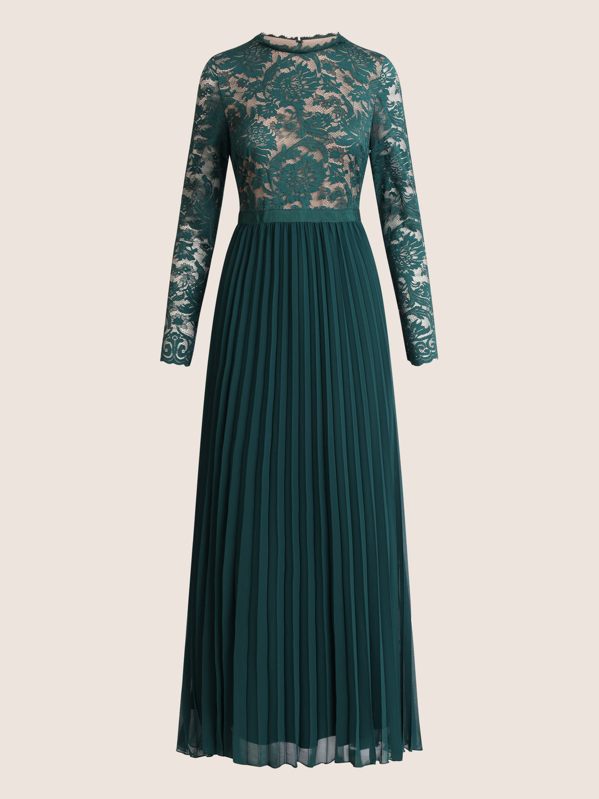 APART Elegantes Spitzenkleid mit Plissee-Rock | emerald-nude