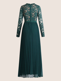 APART Elegantes Spitzenkleid mit Plissee-Rock | emerald-nude