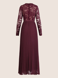 APART Elegantes Spitzenkleid mit Plissee-Rock | weinrot-nude