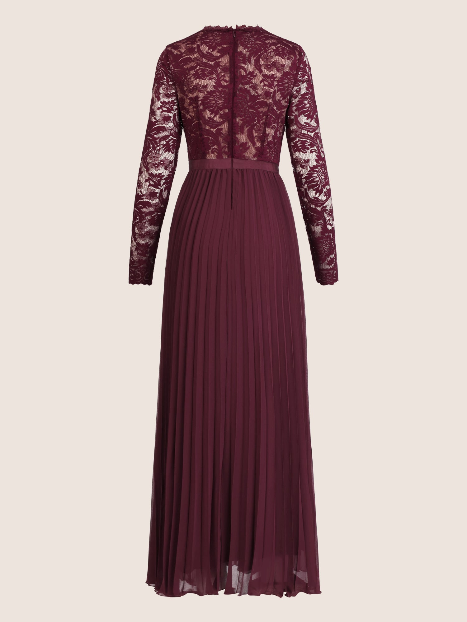 APART Elegantes Spitzenkleid mit Plissee-Rock | weinrot-nude