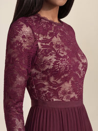 APART Elegantes Spitzenkleid mit Plissee-Rock | weinrot-nude