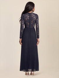APART Elegantes Spitzenkleid mit Plissee-Rock | nachtblau-nude