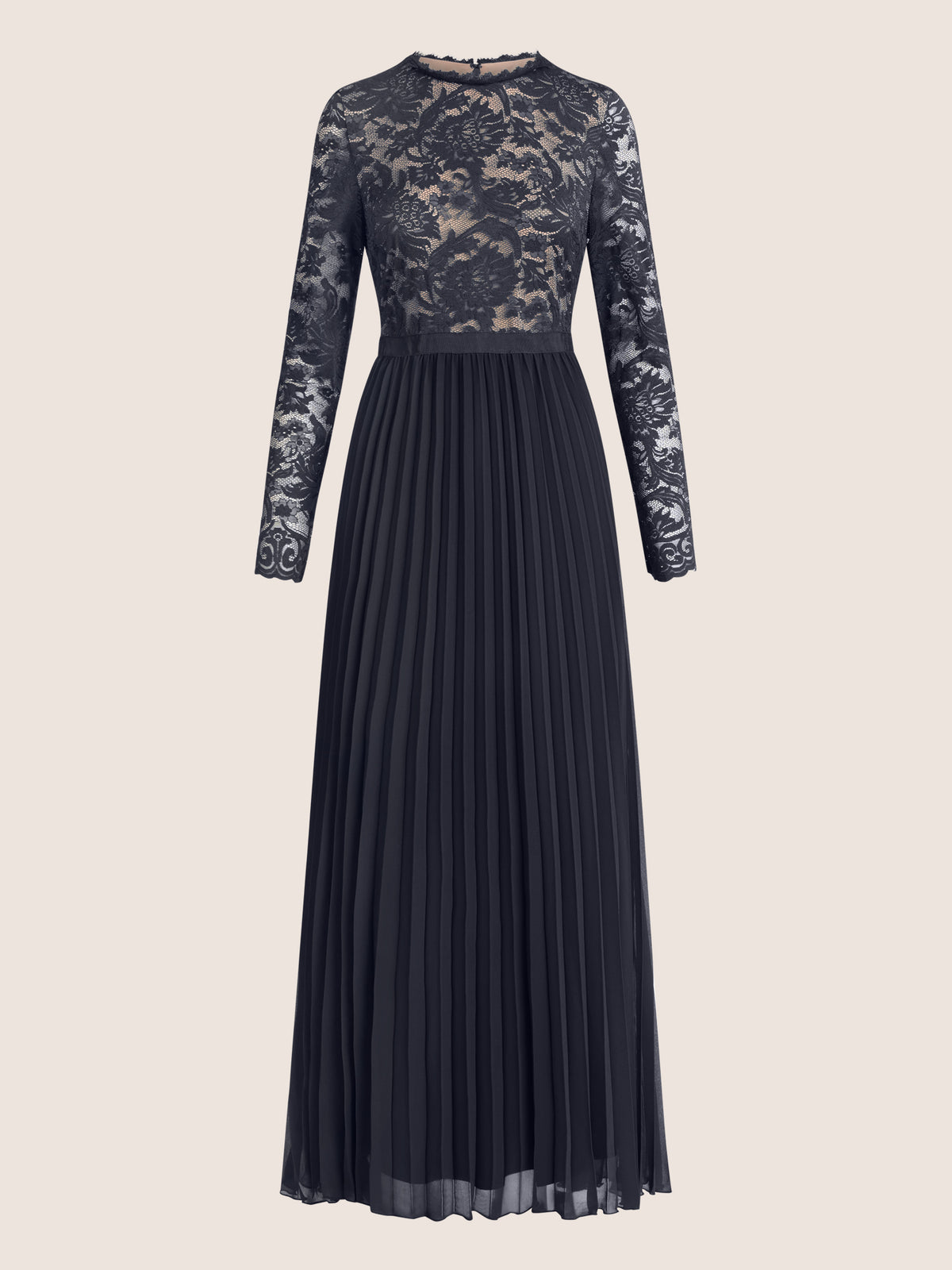 APART Elegantes Spitzenkleid mit Plissee-Rock | nachtblau-nude