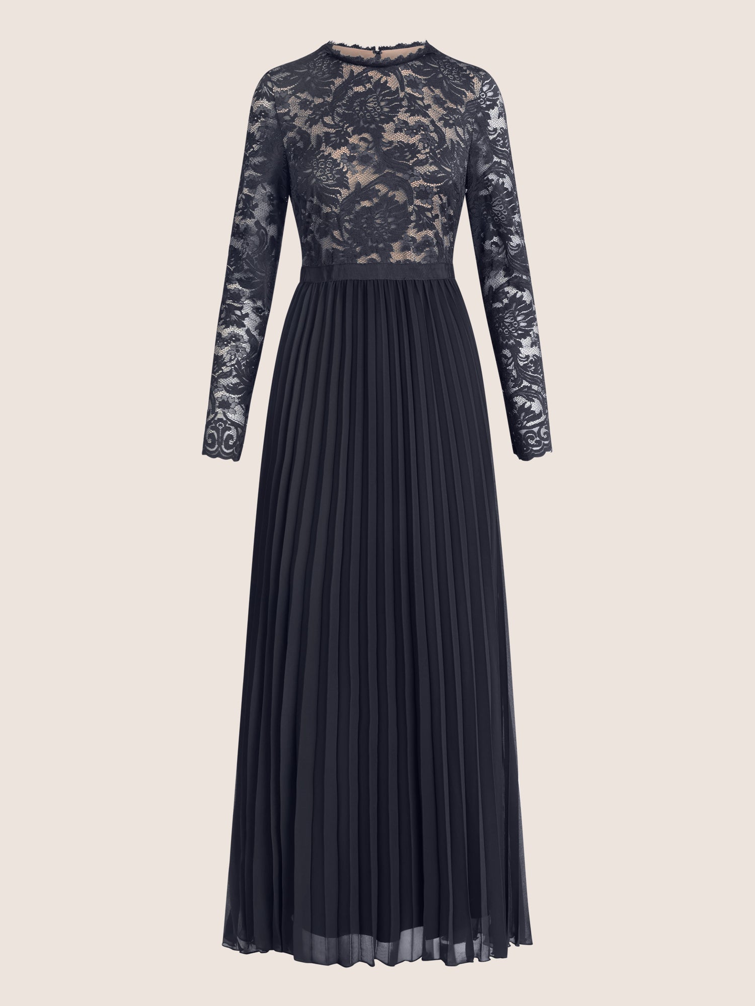 APART Elegantes Spitzenkleid mit Plissee-Rock | nachtblau-nude