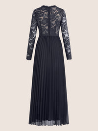 APART Elegantes Spitzenkleid mit Plissee-Rock | nachtblau-nude
