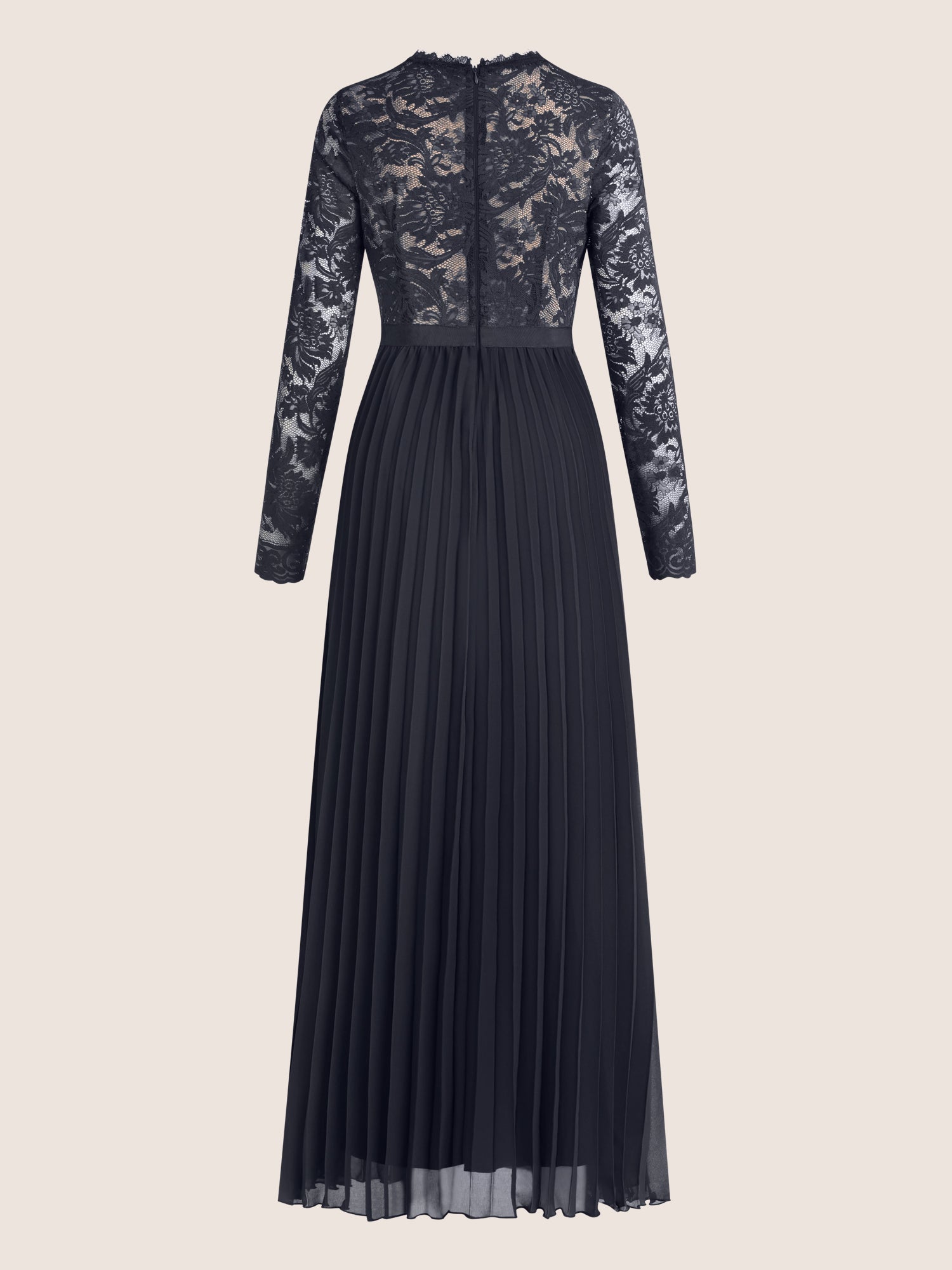 APART Elegantes Spitzenkleid mit Plissee-Rock | nachtblau-nude
