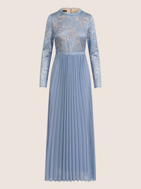 APART Elegantes Spitzenkleid mit Plissee-Rock | rauchblau-nude
