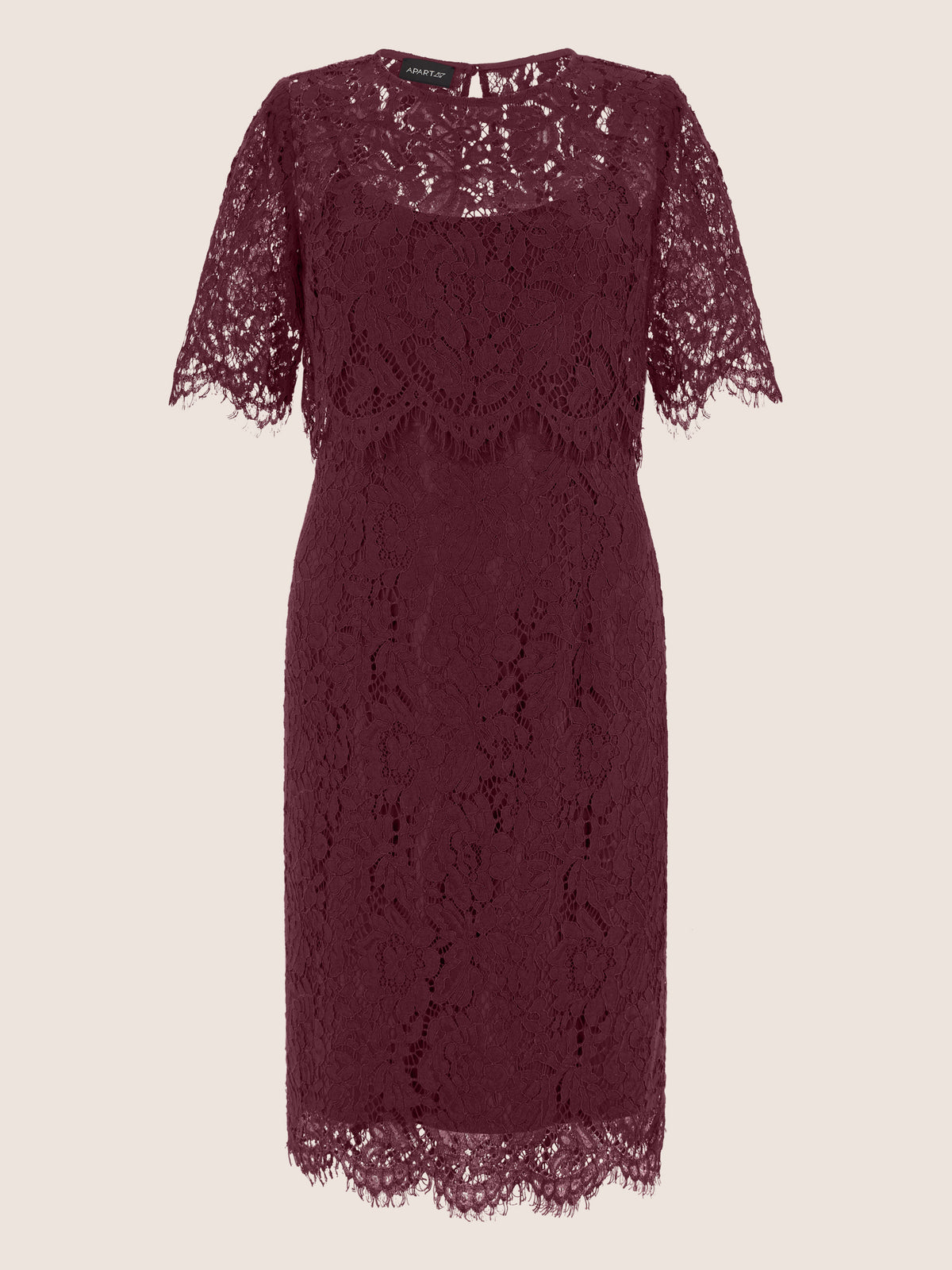 APART Schmal geschnittenes Kleid mit Taillennaht | weinrot