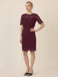 APART Schmal geschnittenes Kleid mit Taillennaht | weinrot