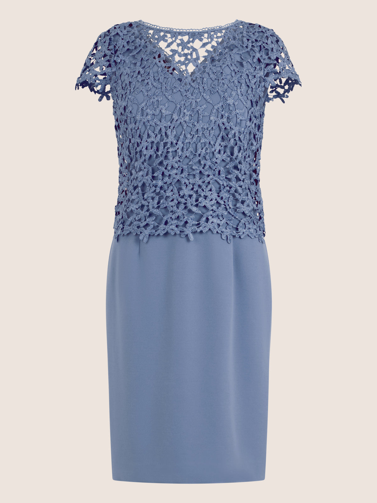 APART Kurzes Etuikleid mit Häkelspitzen-Overlay | rauchblau