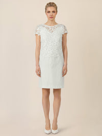 APART Spitzenkleid mit floraler Struktur | creme