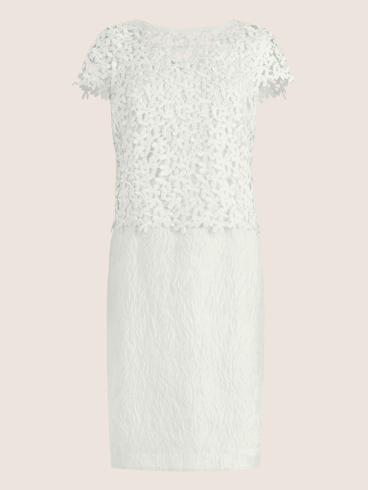 APART Spitzenkleid mit floraler Struktur | creme