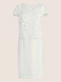 APART Spitzenkleid mit floraler Struktur | creme