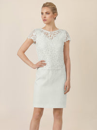 APART Spitzenkleid mit floraler Struktur | creme