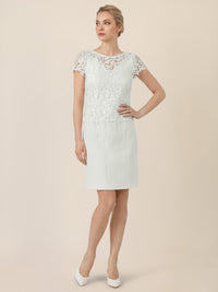 APART Spitzenkleid mit floraler Struktur | creme