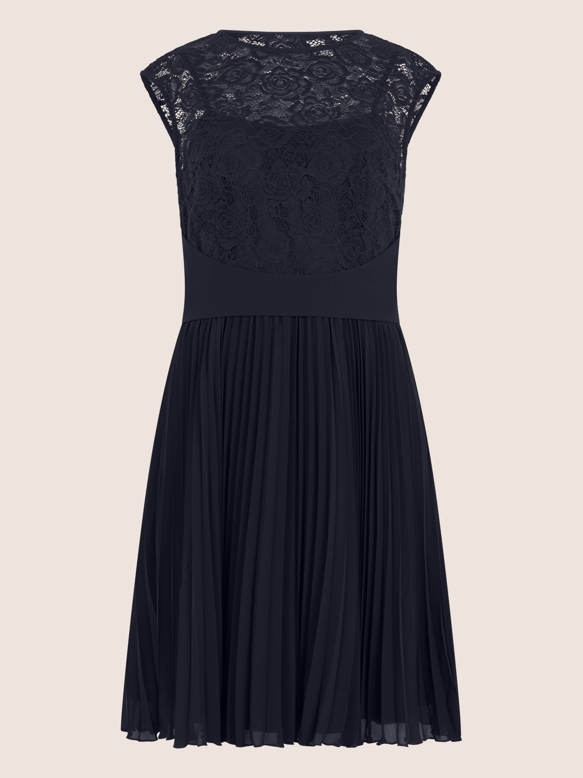 APART Spitzenkleid mit Plisseerock | nachtblau