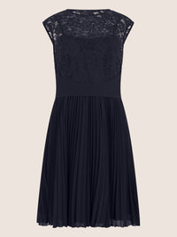 APART Spitzenkleid mit Plisseerock | nachtblau