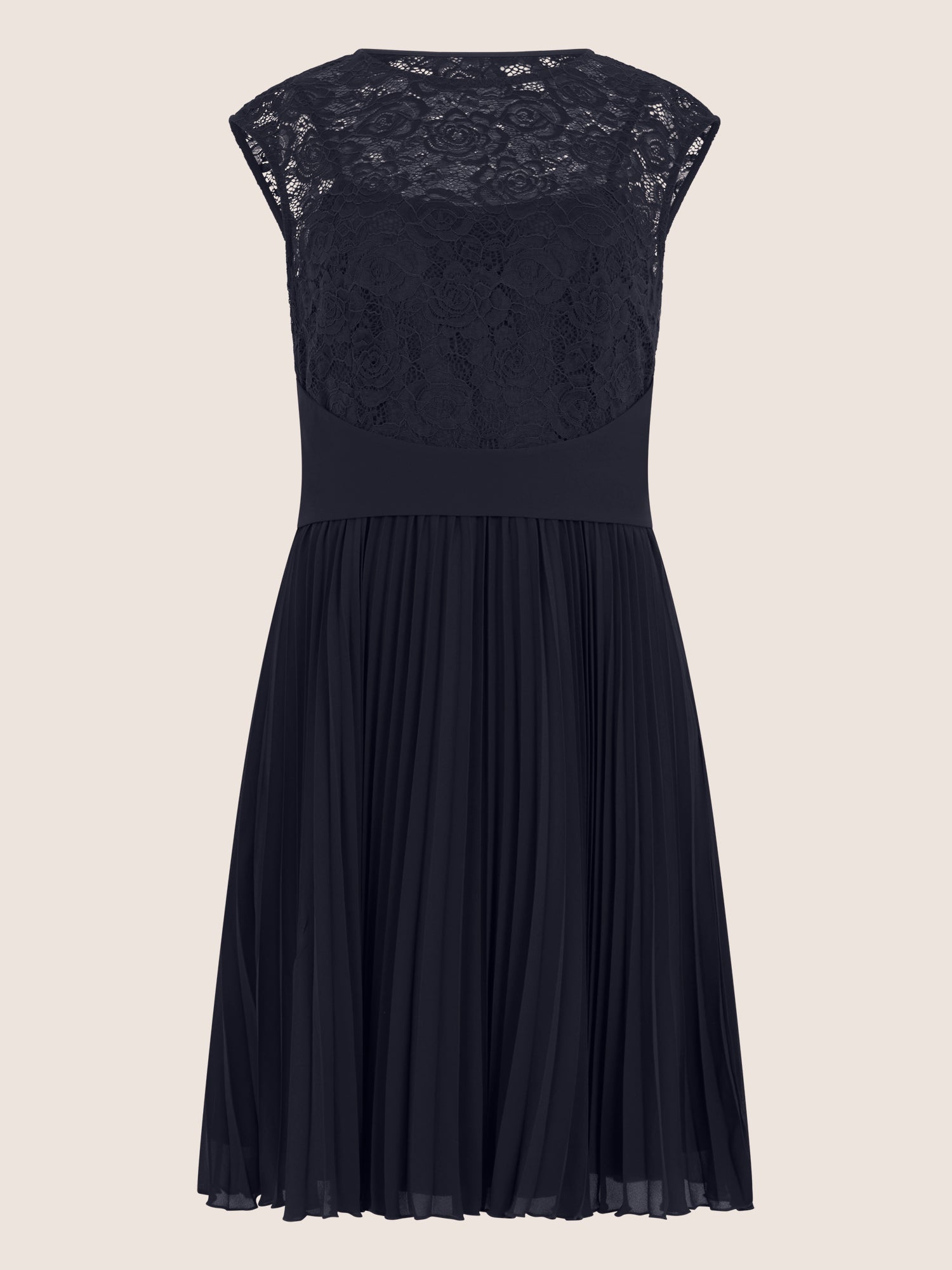 APART Spitzenkleid mit Plisseerock | nachtblau