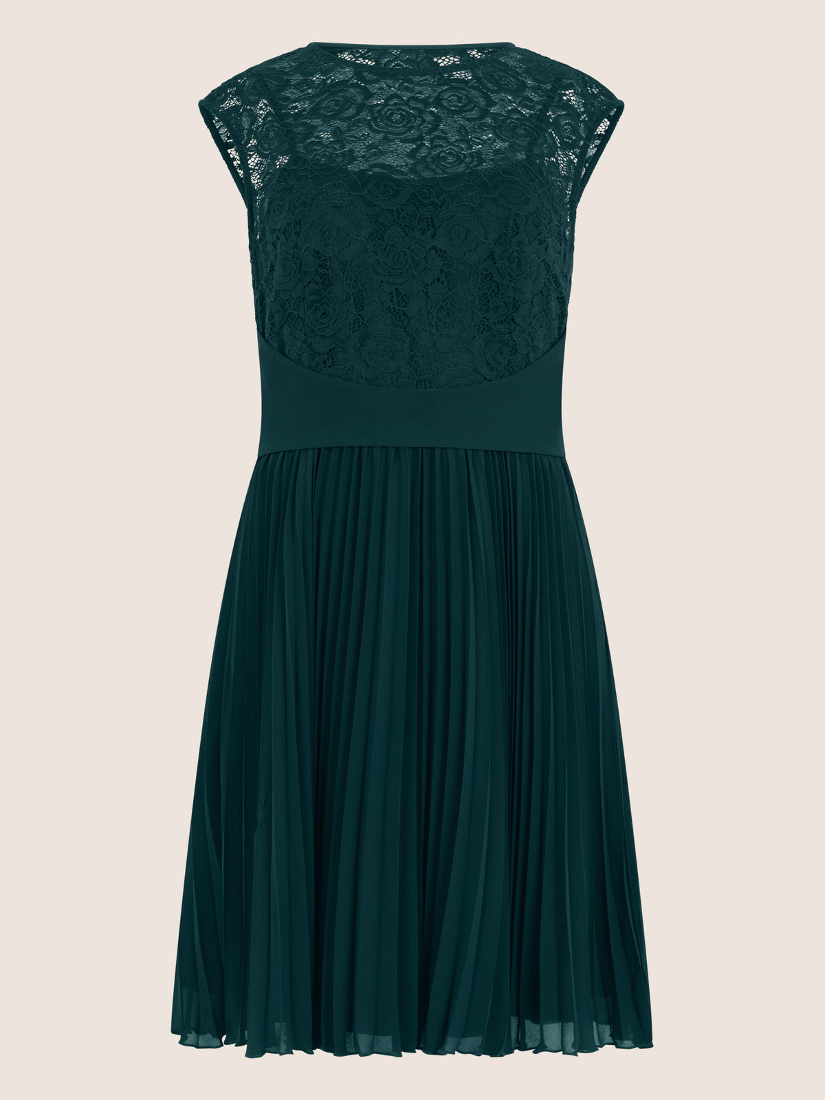 APART Spitzenkleid mit Plisseerock | emerald