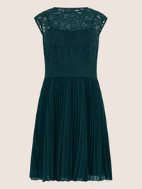 APART Spitzenkleid mit Plisseerock | emerald