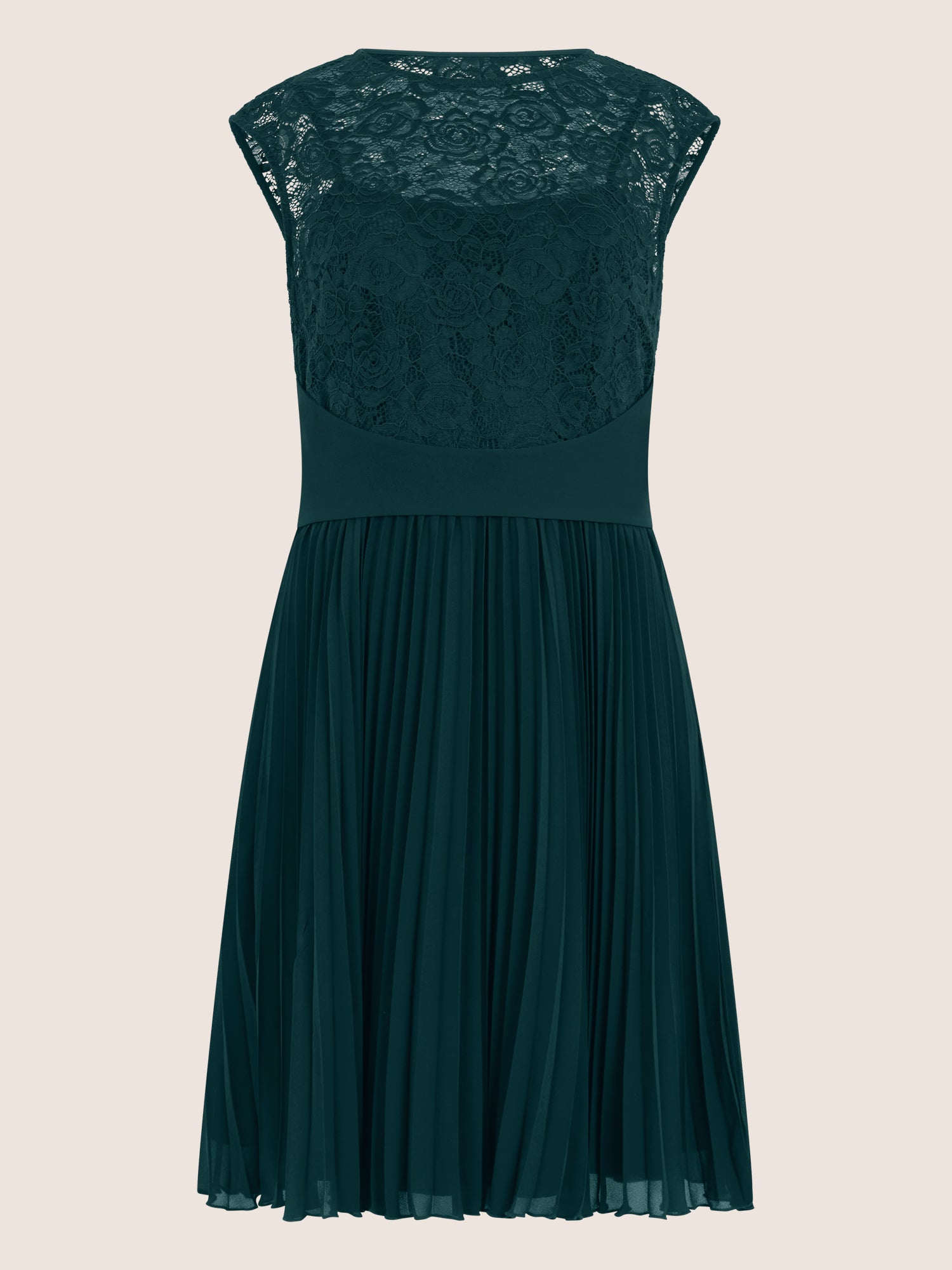 APART Spitzenkleid mit Plisseerock | emerald