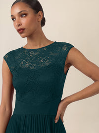 APART Spitzenkleid mit Plisseerock | emerald