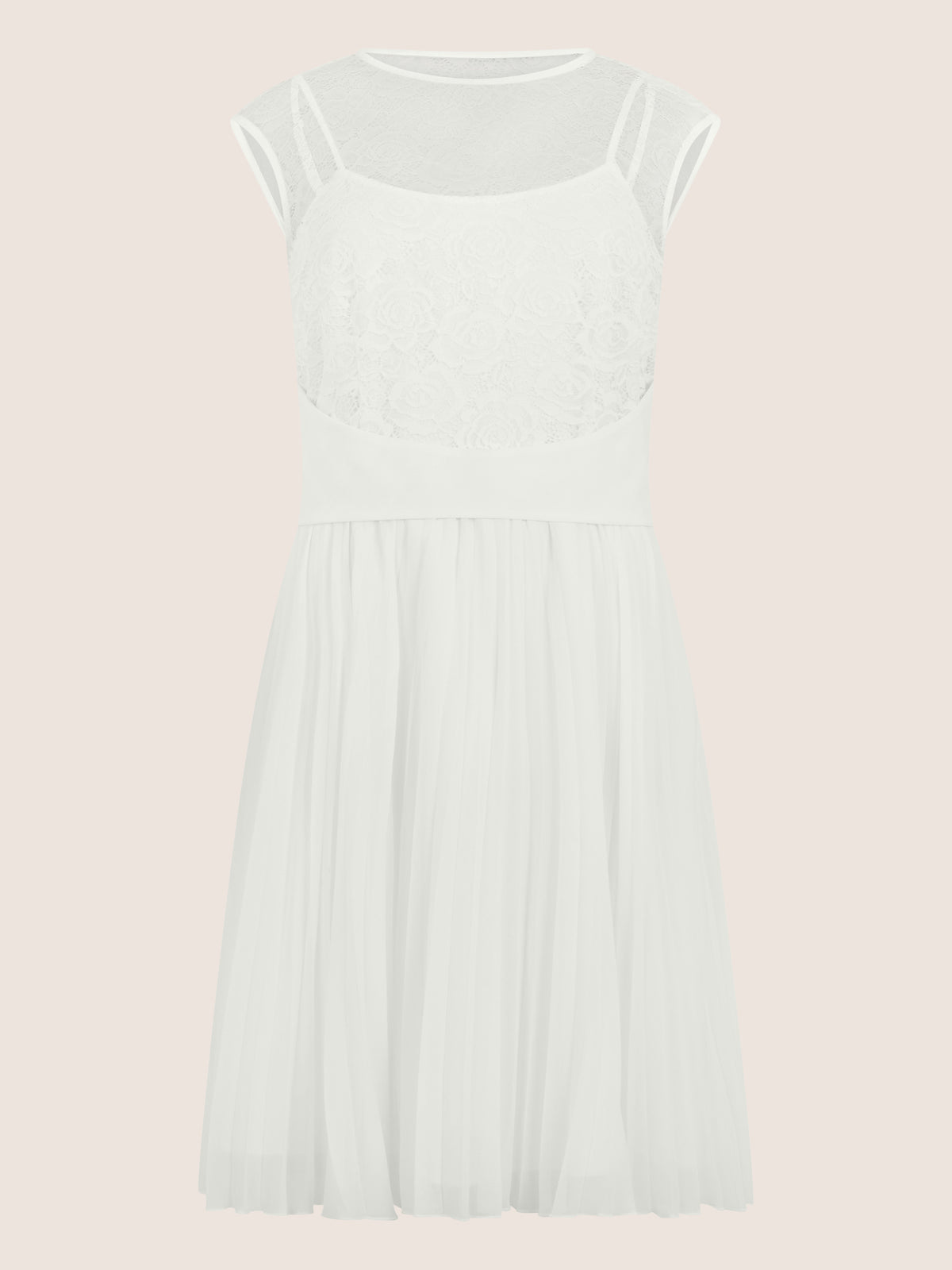 APART Spitzenkleid mit Plisseerock | creme