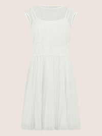 APART Spitzenkleid mit Plisseerock | creme